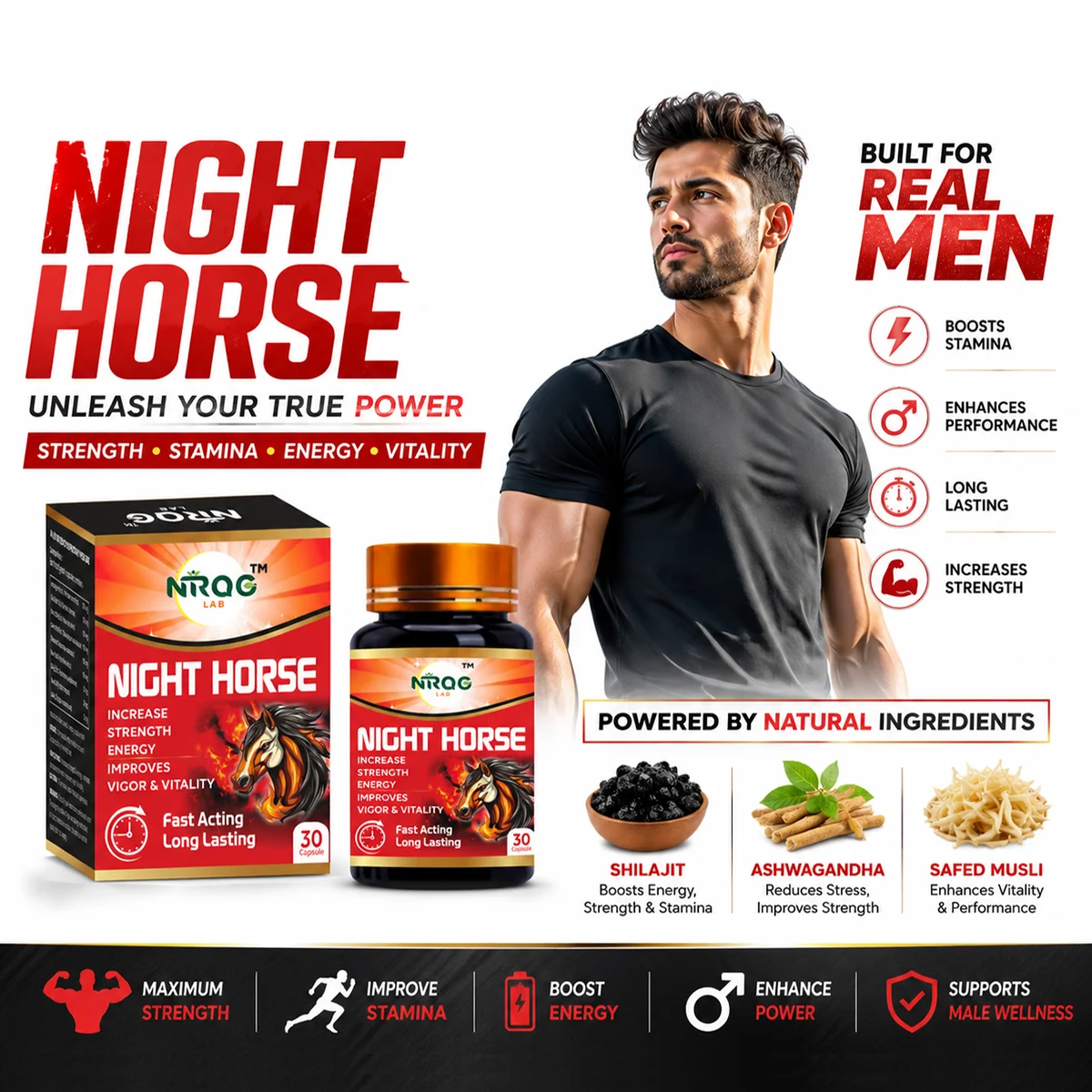 Nirog Lab Night Horse Capsule 16+ Powerful Ingredients