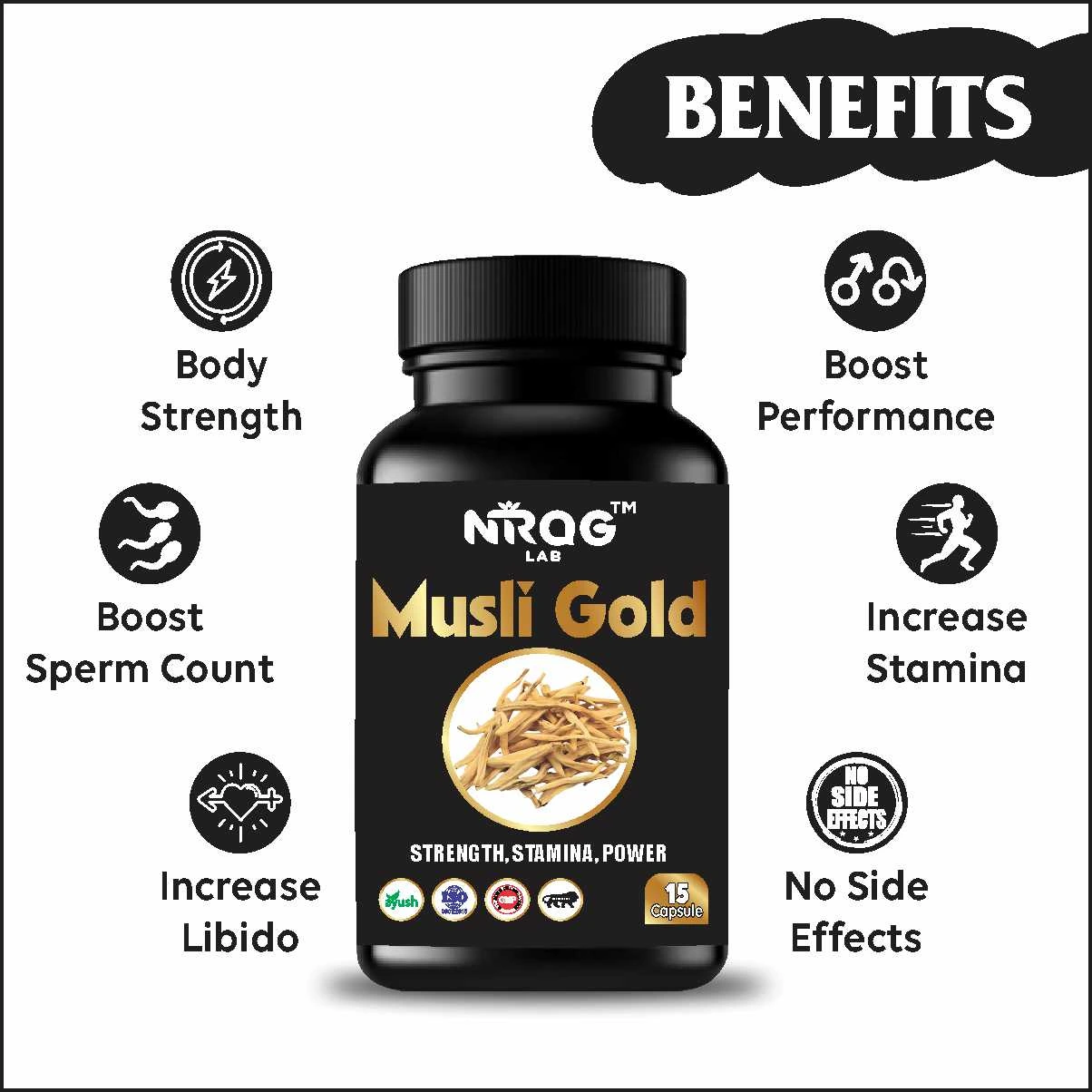 Nirog Lab Musli Gold Capsule – Supports Male Fertility, Enhances Physical Strength & Energy