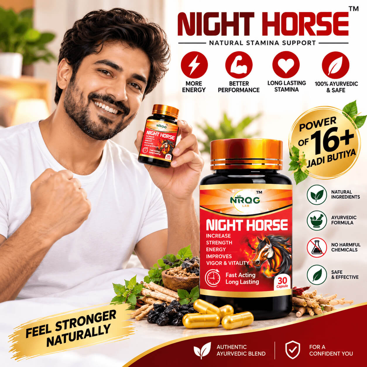 Nirog Lab Night Horse Capsule 16+ Powerful – Men's Vitality & Performance Support