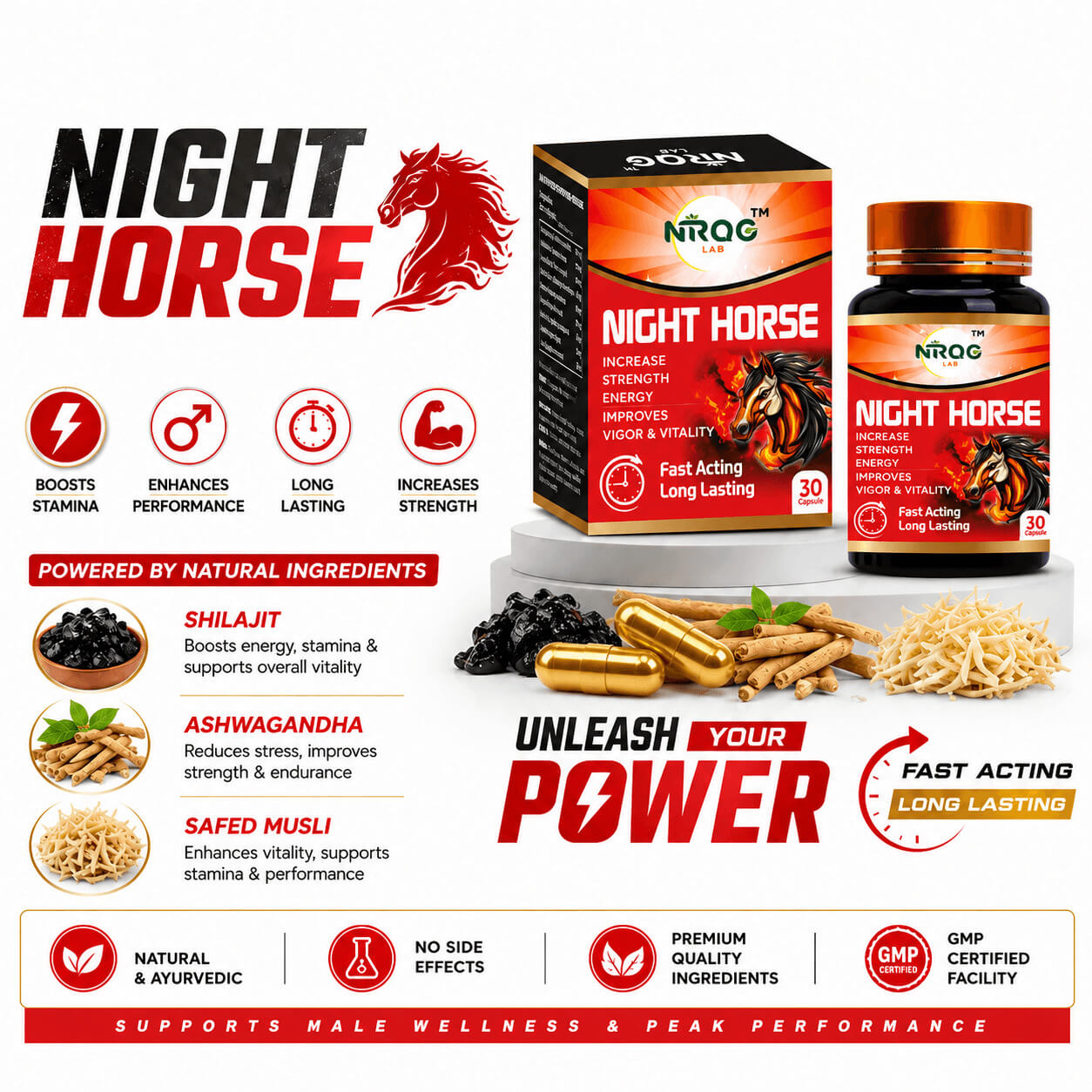 Night Horse Capsule – 16+ Ayurvedic Ingredients