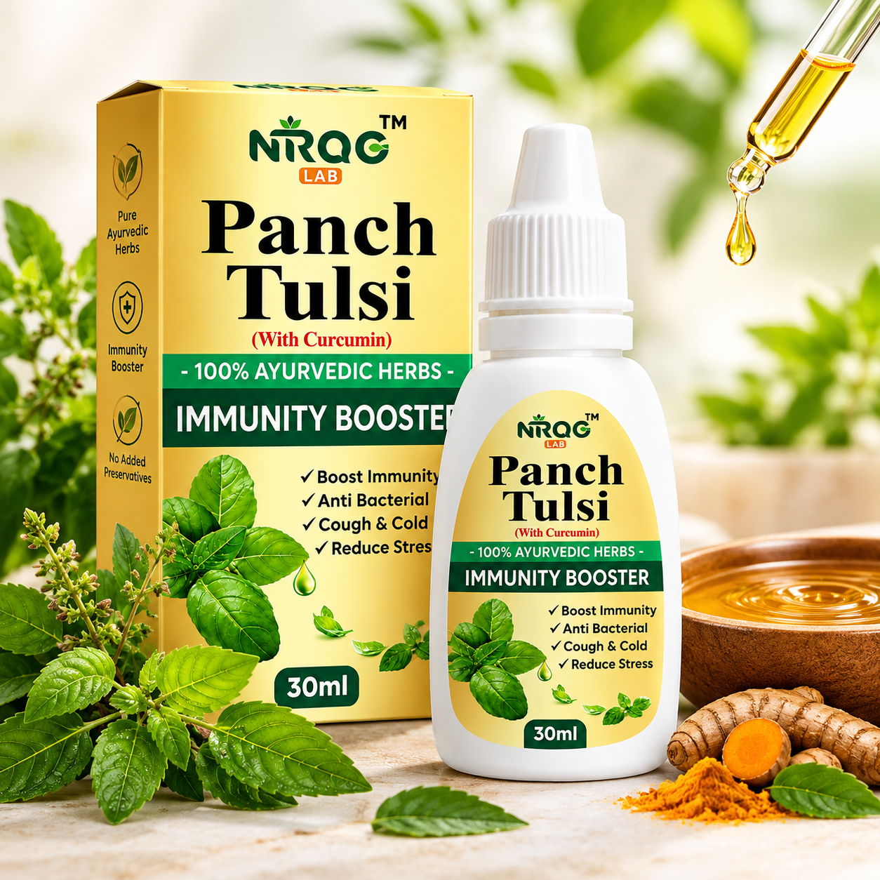 Panch Tulsi Drops with Curcumin