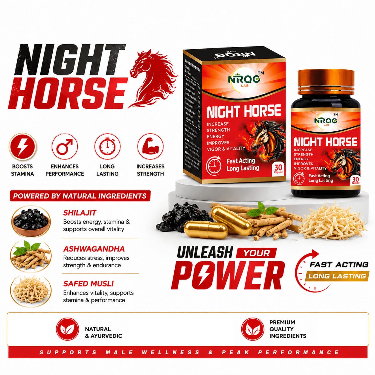 Night Horse Capsule – 16+ Ayurvedic Ingredients